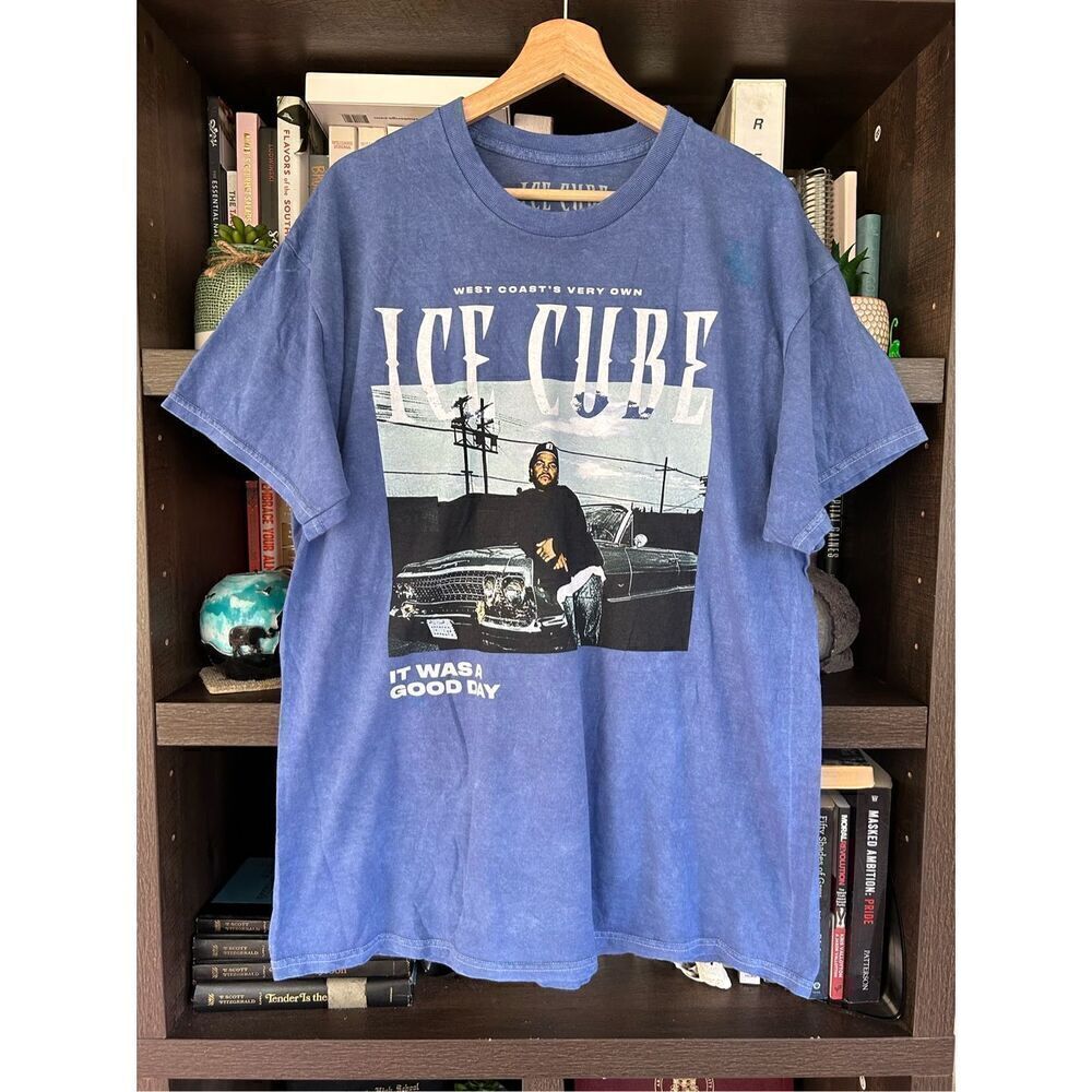 🐿️ NWOT Ice Cube Today Was A Good Day Acid Wash Blue Unisex Short Sleeve Tee XL